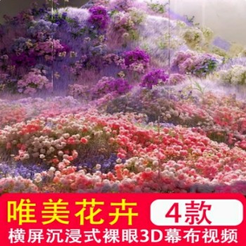 宽屏沉浸式裸眼3D花卉 全息投影仪幕布背景包房LED大屏VJ素材视频