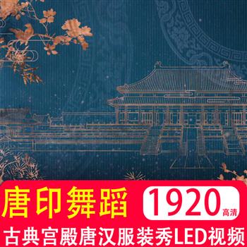 唐印 舞蹈之乡女独群舞古典宫殿唐汉服装秀大屏幕led背景视频素材